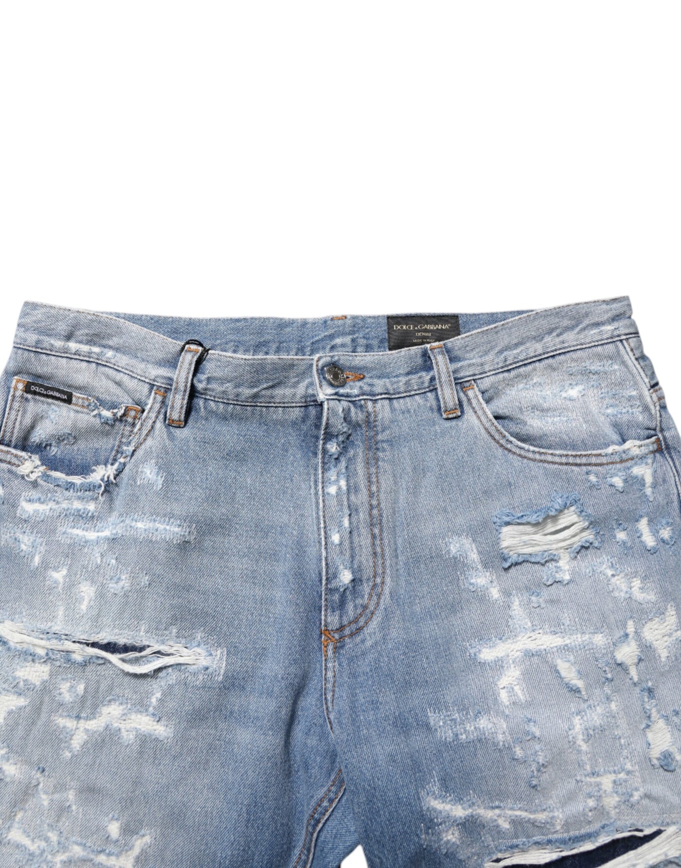 Dolce & Gabbana Blue Distressed Ripped Denim Pants Jeans