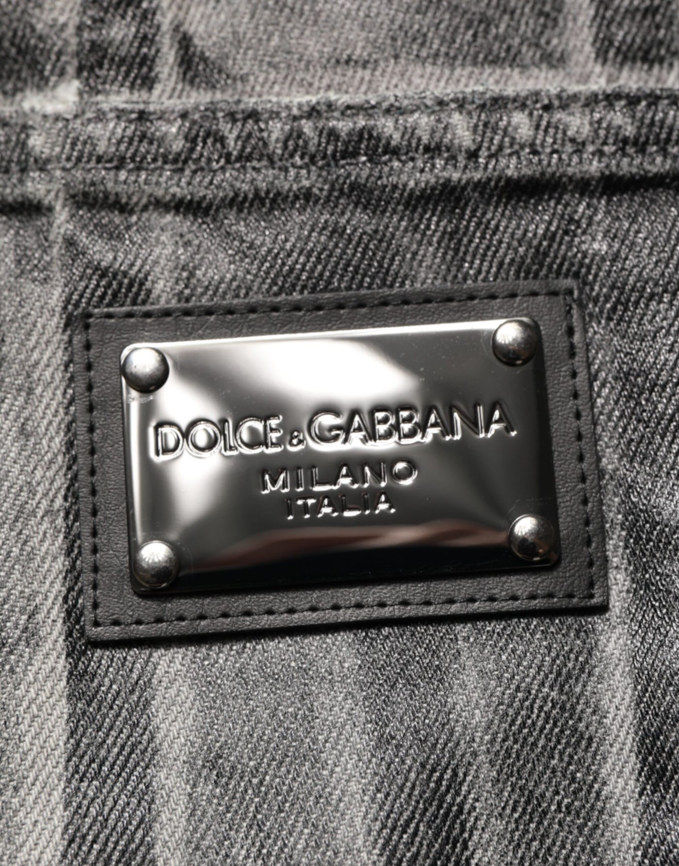 Dolce & Gabbana Black Grey Graphic Print Denim Pants Jeans