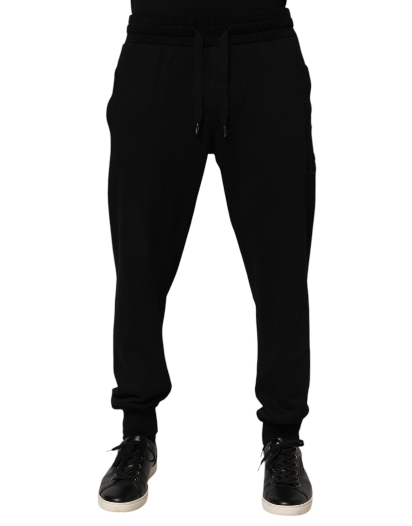 Dolce & Gabbana Black Cotton DG Logo Men Jogger Pants