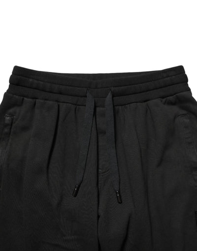 Dolce & Gabbana Black Cotton DG Logo Men Jogger Pants