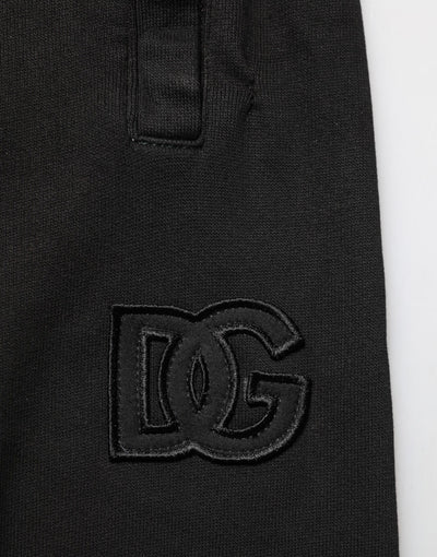 Dolce & Gabbana Black Cotton DG Logo Men Jogger Pants
