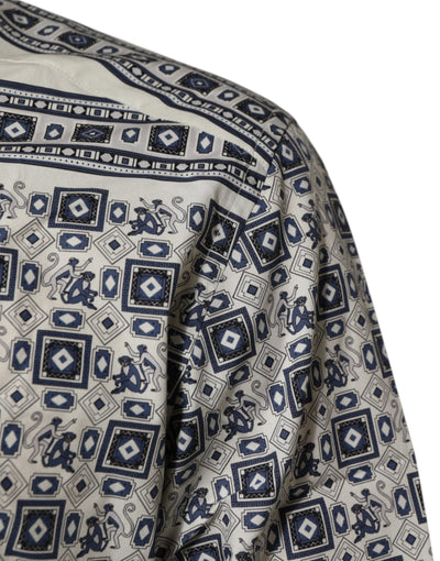 Dolce & Gabbana Multicolor Monkey Tie Print GOLD Dress Shirt