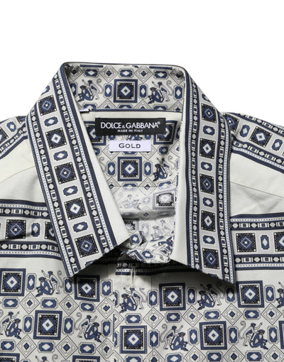 Dolce & Gabbana Multicolor Monkey Tie Print GOLD Dress Shirt