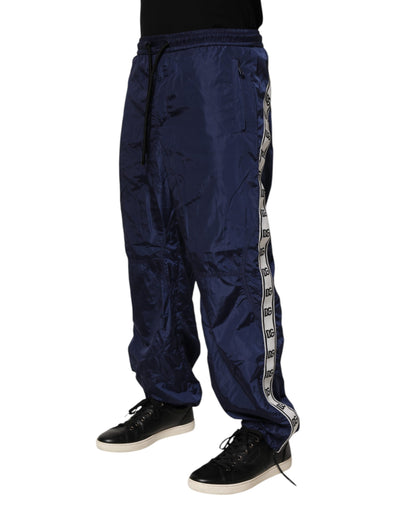 Dolce & Gabbana Blue Nylon Straight Jogger Sweatpants Pants