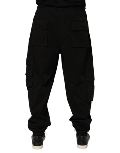 Dolce & Gabbana Black Cotton Cargo Jogger Sweatpants Pants