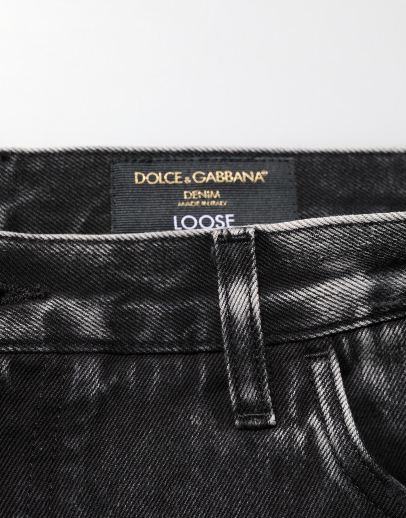 Dolce & Gabbana Black Washed Ripped Loose Cotton Denim Jeans