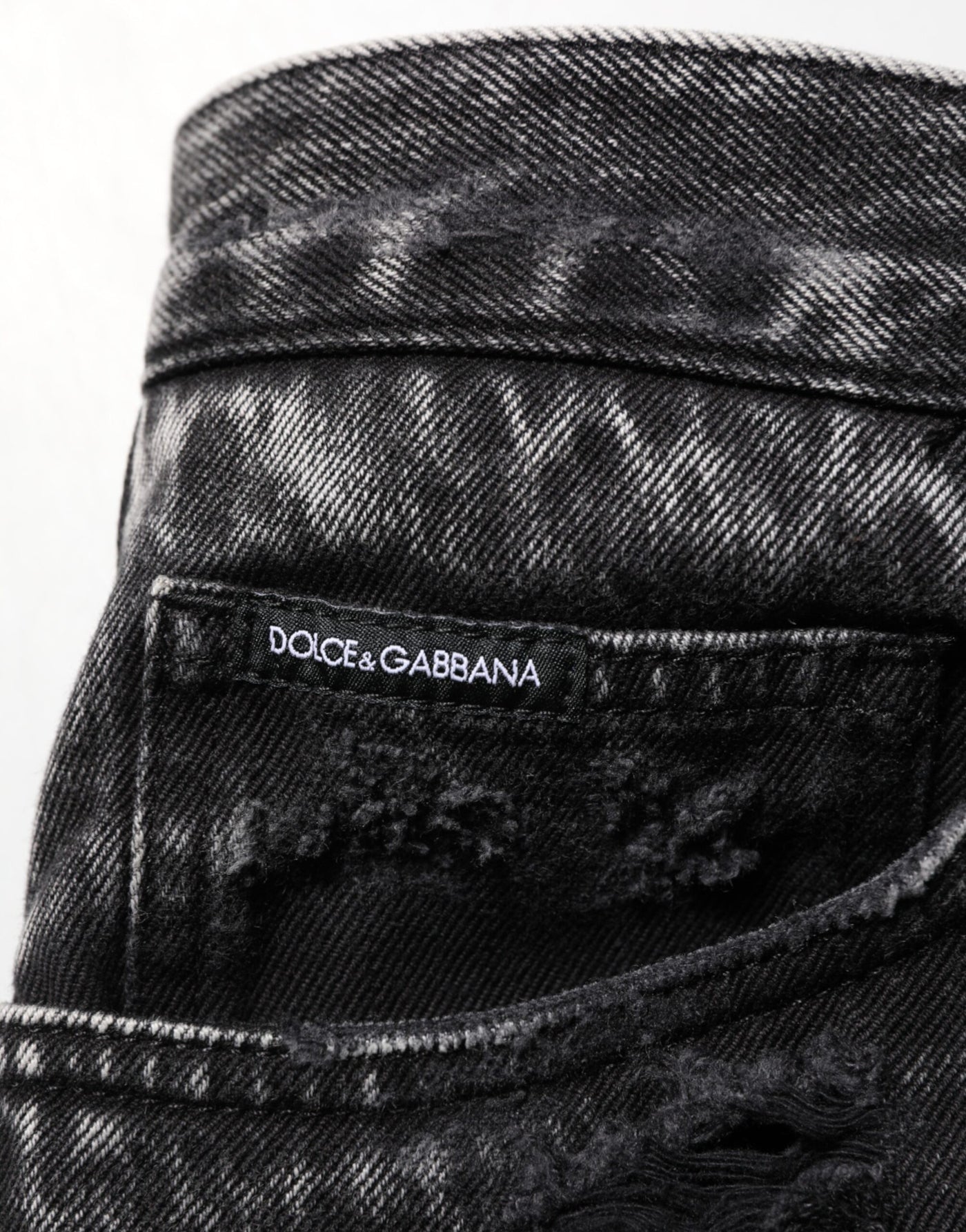 Dolce & Gabbana Black Washed Ripped Loose Cotton Denim Jeans