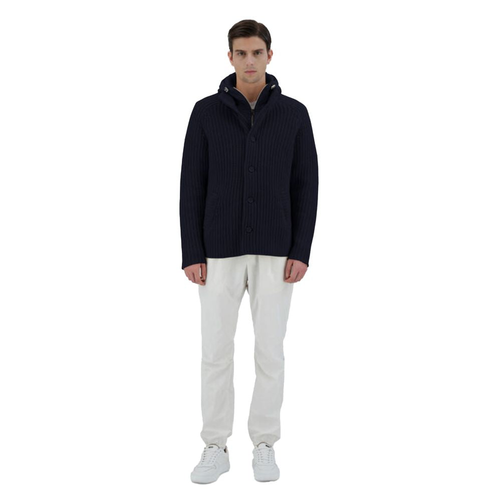 Herno Blue Wool Men Bomber Jacket
