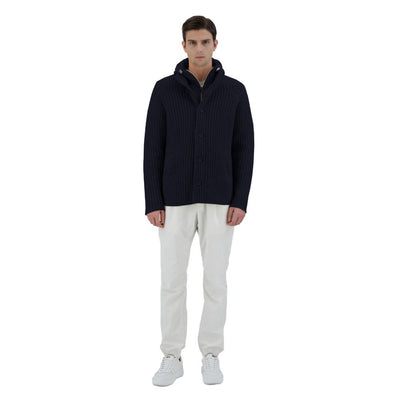 Herno Blue Wool Men Bomber Jacket
