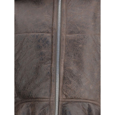 Rick Owens Brown Lamb Leather Biker Jacket
