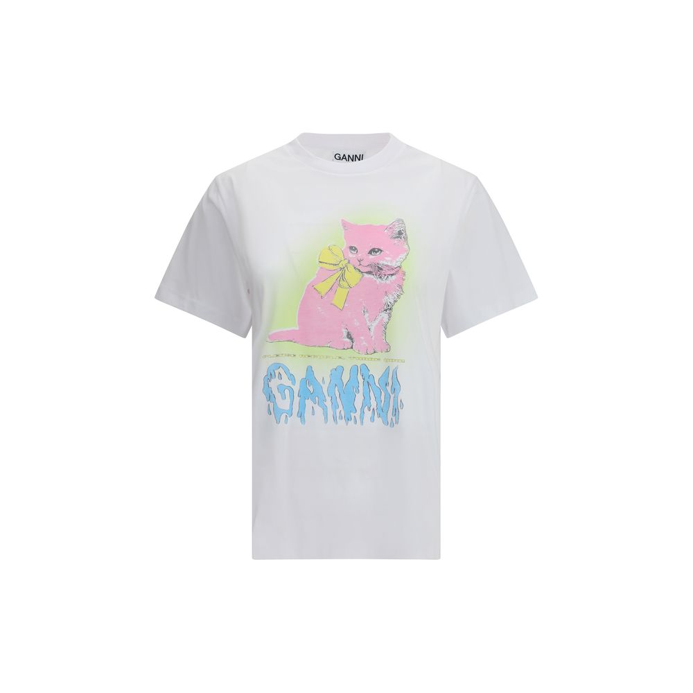 Ganni White Cotton T-Shirt