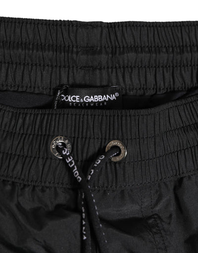 Dolce & Gabbana Black Logo Polyester Beachwear Shorts Swimwear