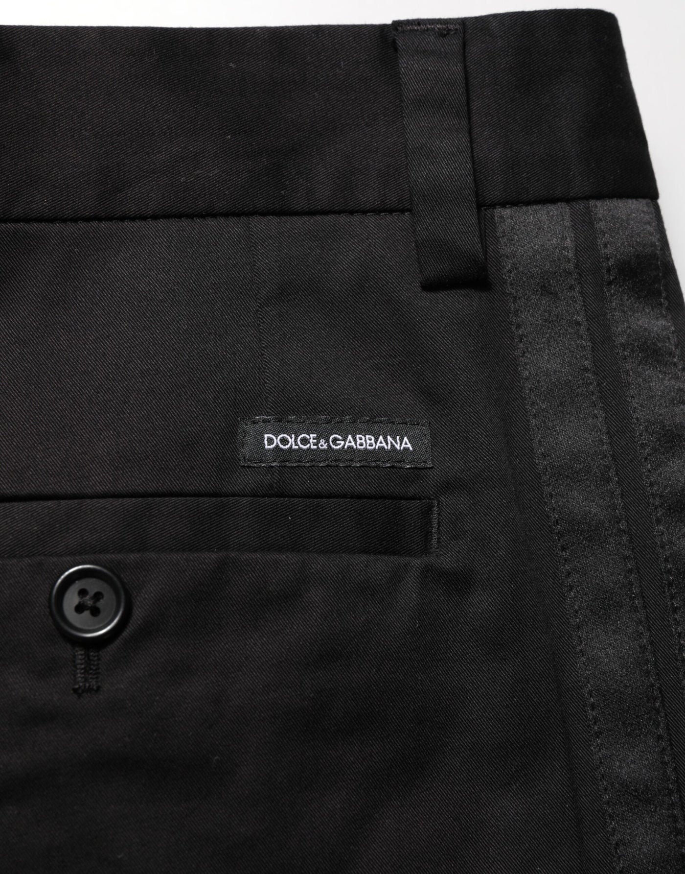 Dolce & Gabbana Black Cotton Stretch Casual Trouser Pants
