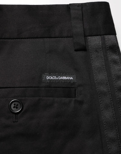 Dolce & Gabbana Black Cotton Stretch Casual Trouser Pants