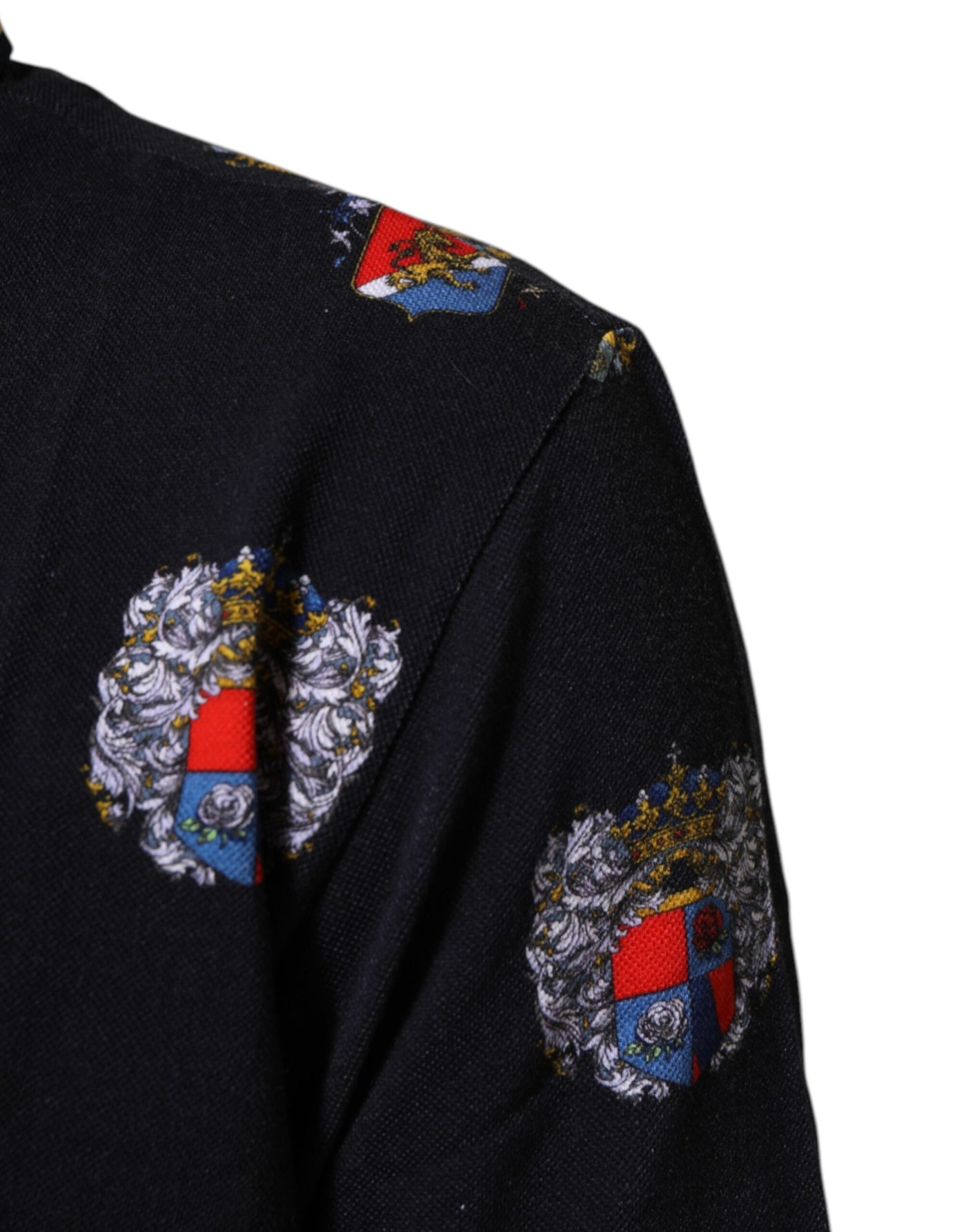 Dolce & Gabbana Blue Heraldic Crest Print Polo Shirt T-shirt