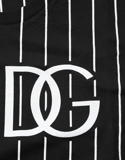 Dolce & Gabbana Black Cotton Polka Dots Round Neck T-shirt