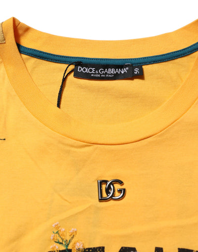 Dolce & Gabbana Yellow Secret Graden Floral Cotton Crew Neck T-shirt