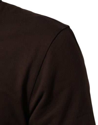 Dolce & Gabbana Brown Coin Laurel Print Men Crew Neck T-shirt