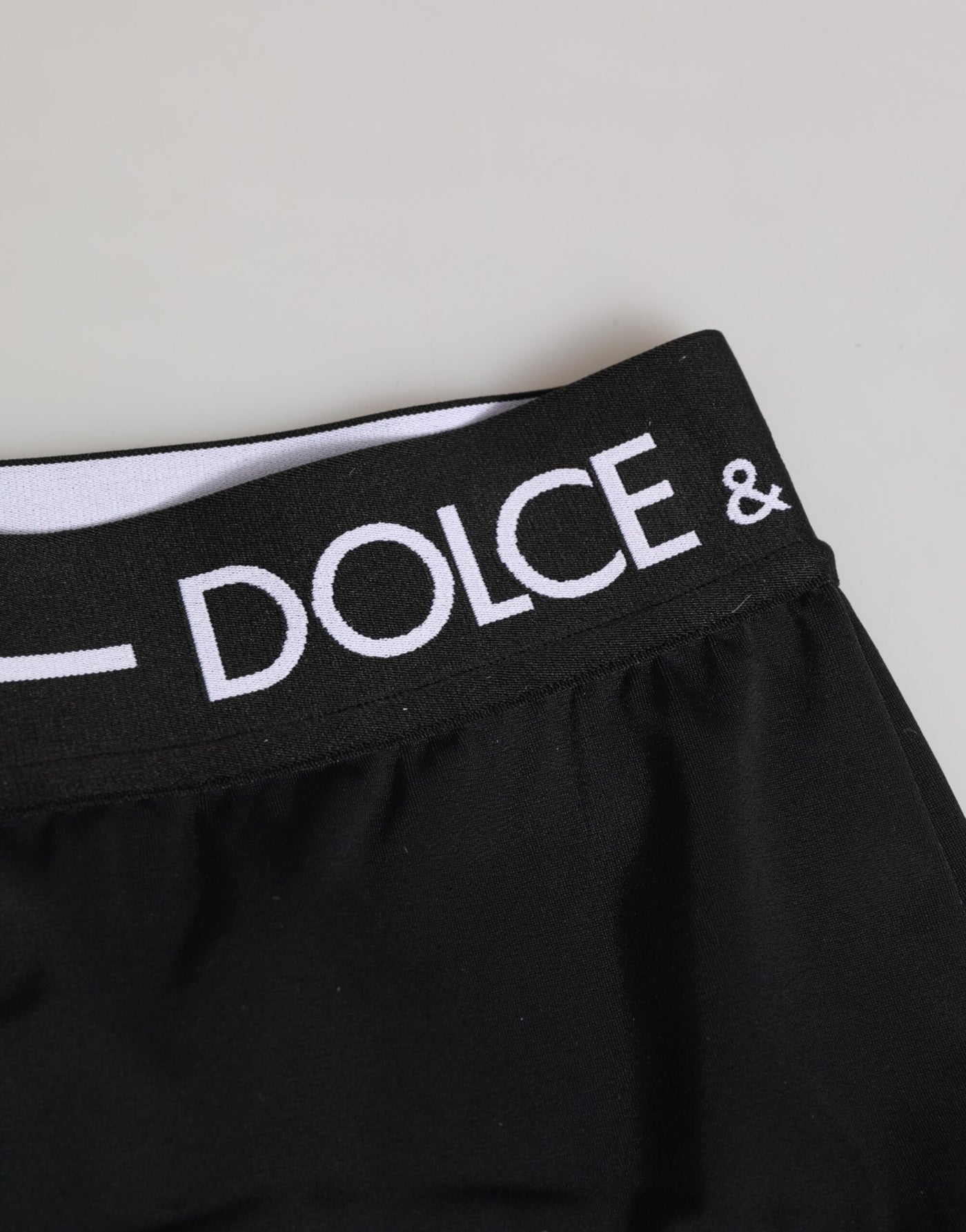 Dolce & Gabbana Black Nylon Logo Waistband Shorts Underwear