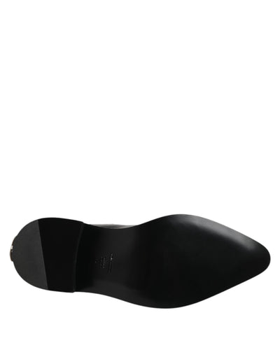 Dolce & Gabbana Black Leather Studded Men Short Boots Shoes