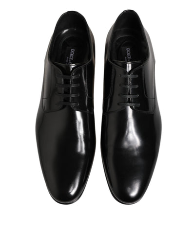 Dolce & Gabbana Black Calfskin Leather Derby Men Dress Shoes
