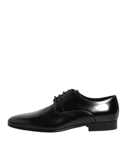 Dolce & Gabbana Black Calfskin Leather Derby Men Dress Shoes