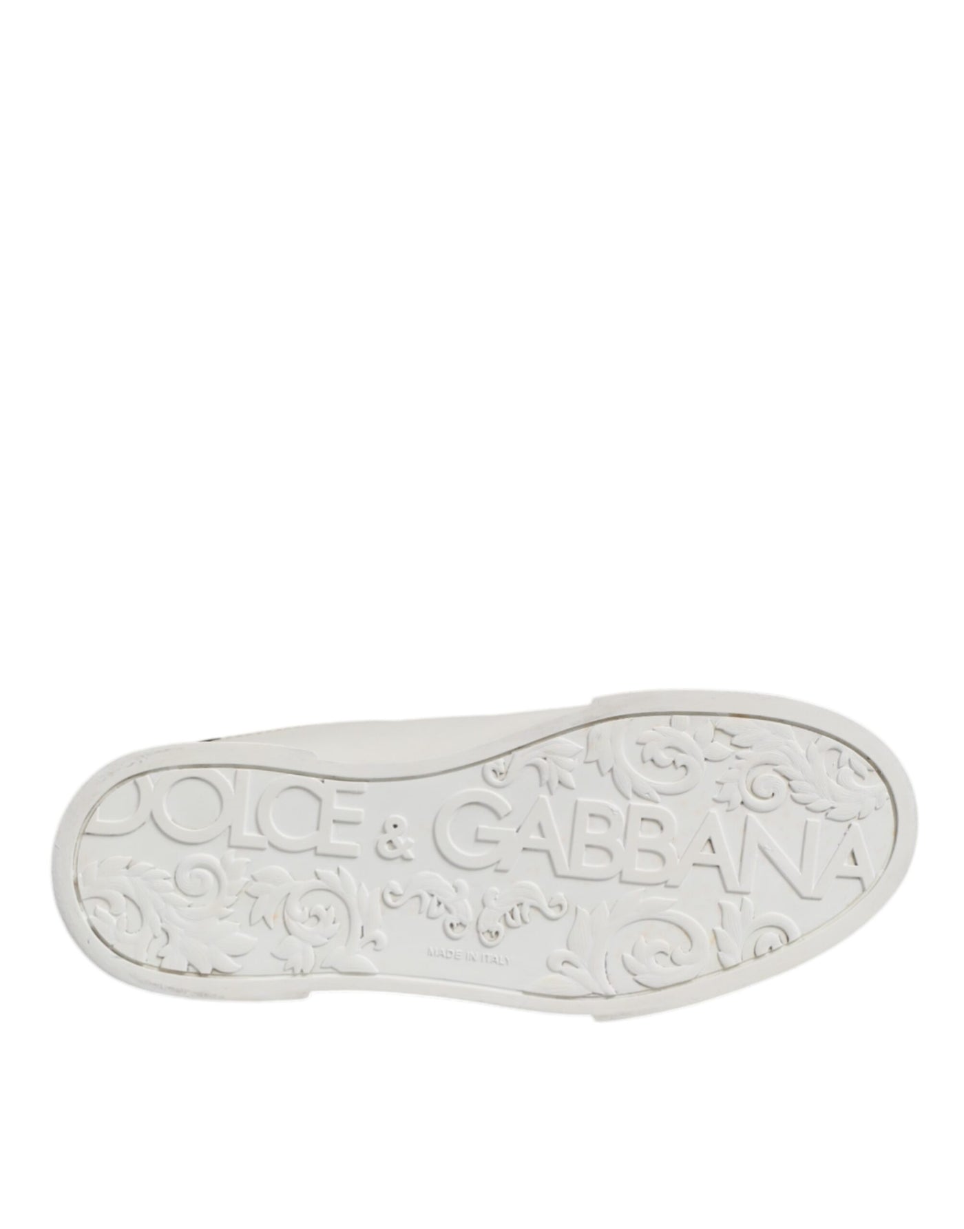 Dolce & Gabbana White Black Leather Low Top Men Sneakers Shoes