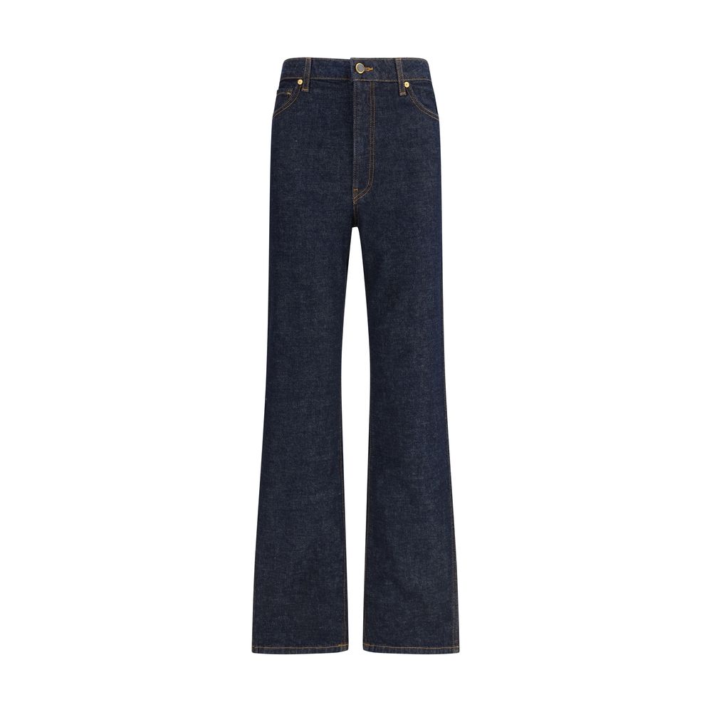 Khaite Blue Cotton High-Waisted Jean