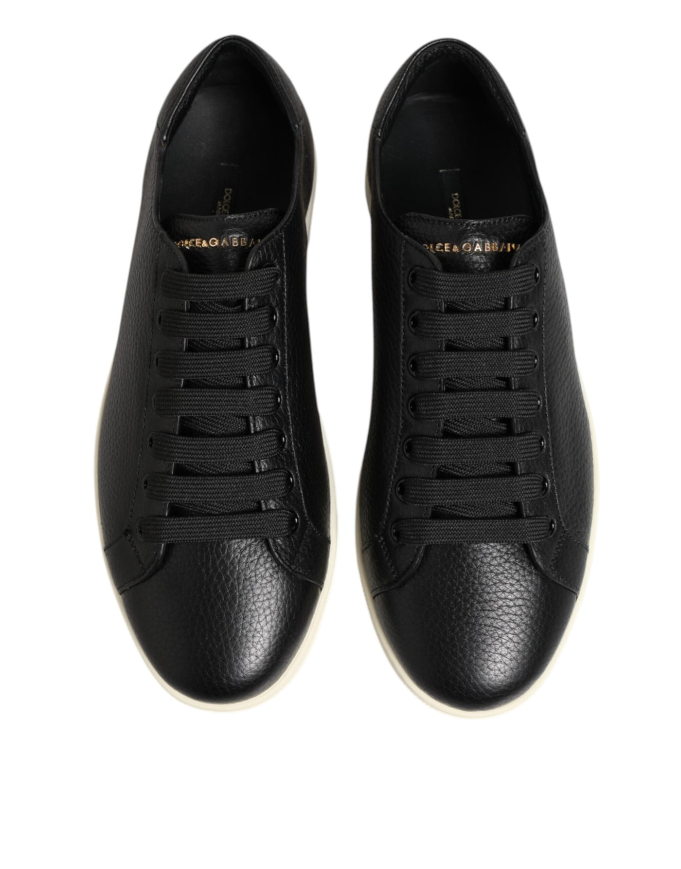 Dolce & Gabbana Black Leather Lace Up Low Top Sneakers Shoes