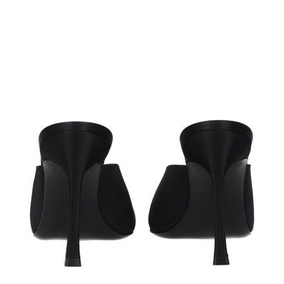 Amina Muaddi Black Satin High Heel Pumps