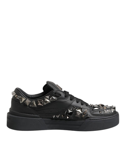 Dolce & Gabbana Black Portofino Studded Men Sneakers Shoes