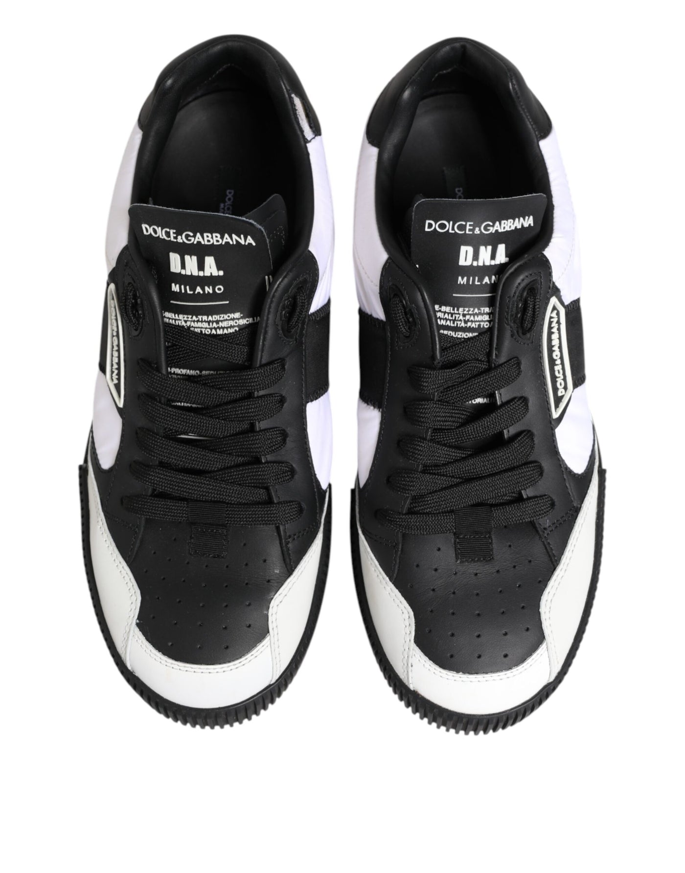 Dolce & Gabbana Black White Leather MIAMI Low Top Sneakers Shoes