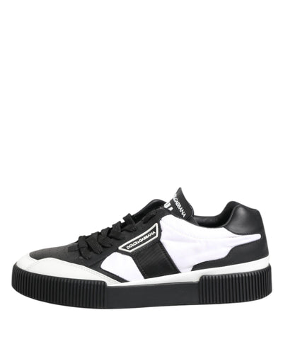 Dolce & Gabbana Black White Leather MIAMI Low Top Sneakers Shoes