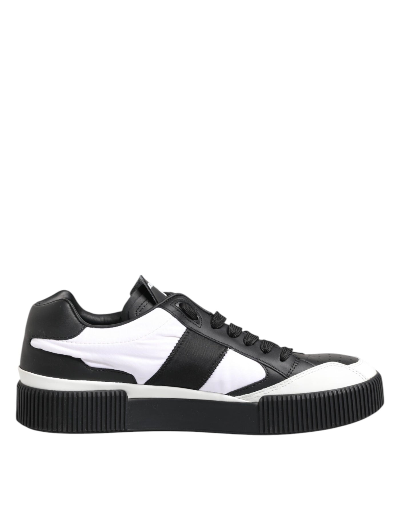 Dolce & Gabbana Black White Leather MIAMI Low Top Sneakers Shoes