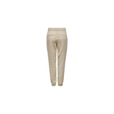 Only Beige Viscose Casual Pants