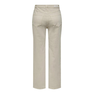 Only Beige Cotton Relaxed Fit Jeans