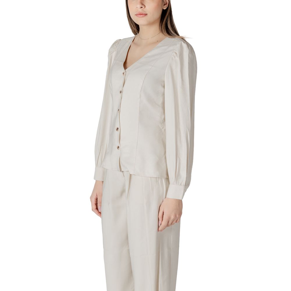 Vila Clothes Cream Viscose Top