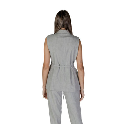 Vila Clothes Gray Recycled Polyester Waistcoat