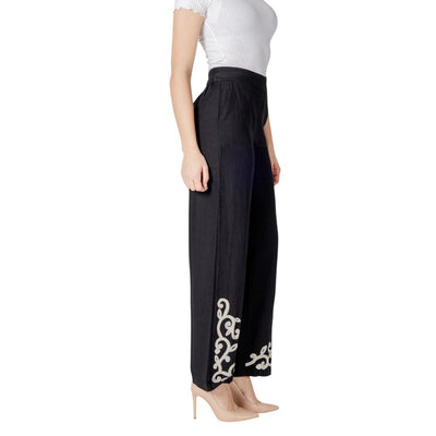 Vila Clothes Black Viscose Pant