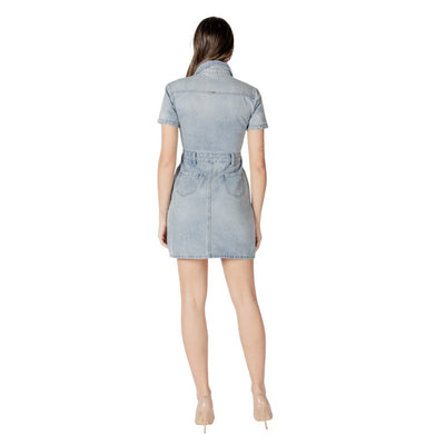 Morgan De Toi Blue Cotton Midi Dress