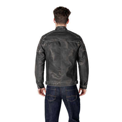 Jack Jones Black Polyester Biker Jacket