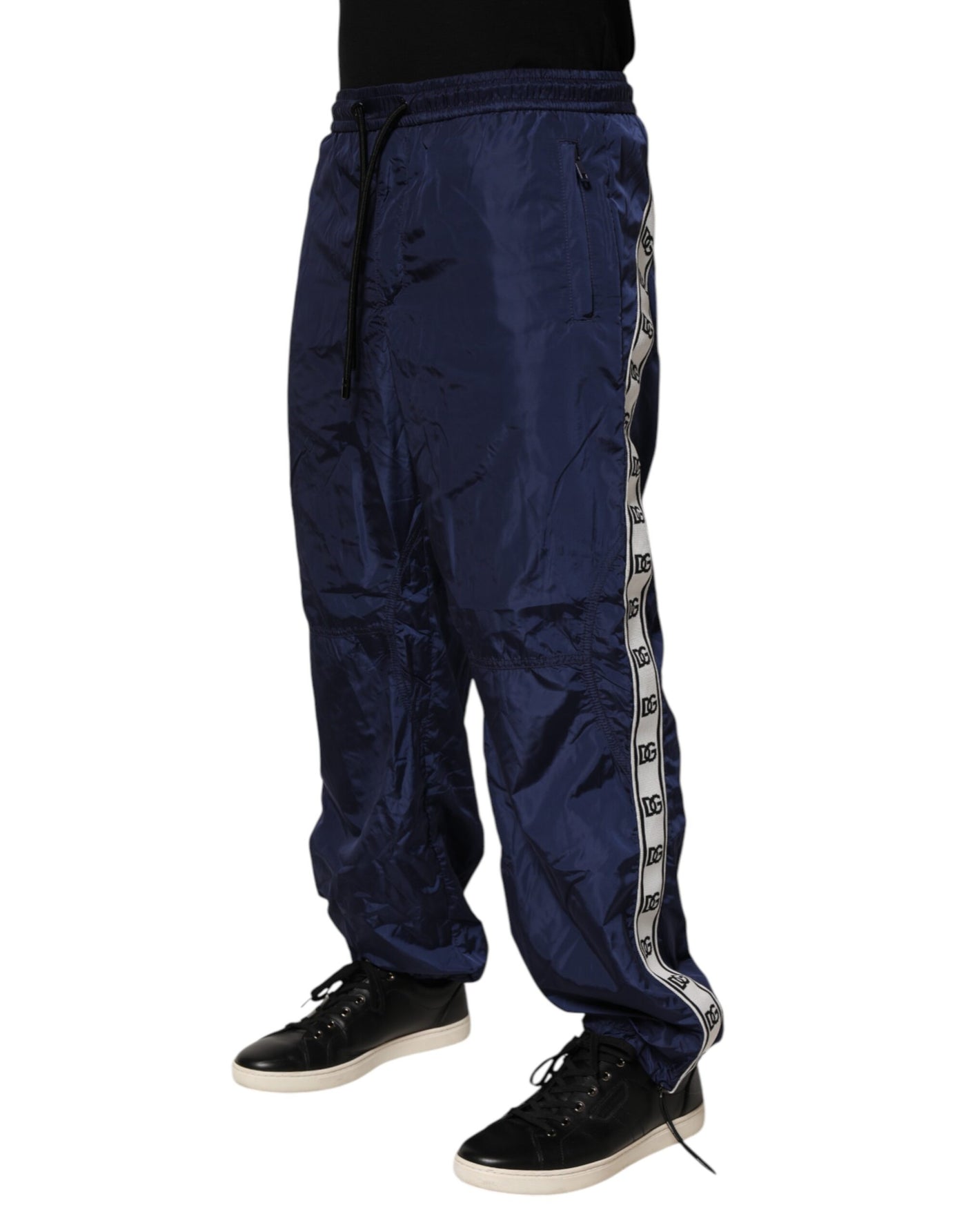 Dolce & Gabbana Blue Nylon Straight Jogger Sweatpants Pants