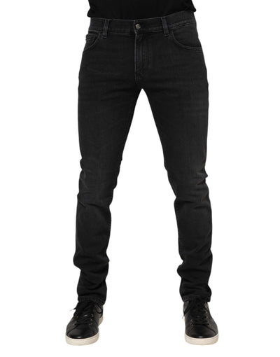 Dolce & Gabbana Black Cotton Skinny Men Denim Trouser Jeans