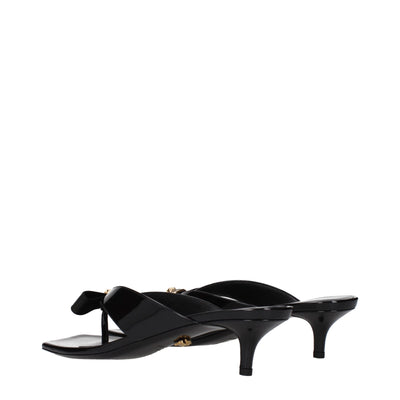 Versace Black Leather Stiletto Heels Sandals