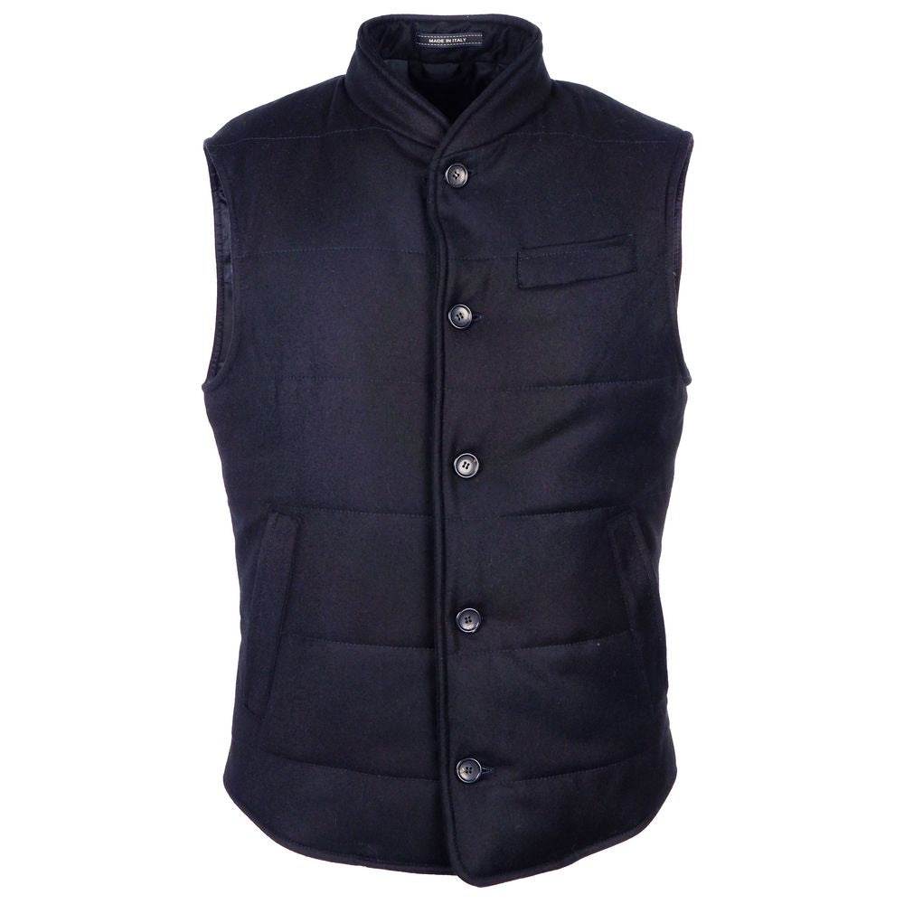 Made in Italy Blue Wool Sleveless Jacket