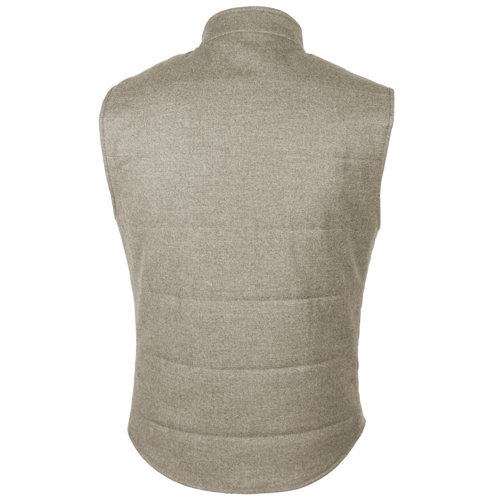 Made in Italy Beige Wool Sleveless Jacket