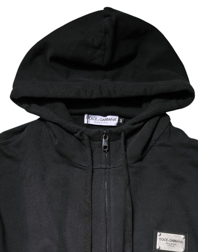 Dolce & Gabbana Black Logo Full Zip Hooded Sweatshirt Sweater