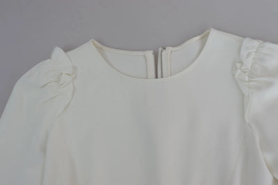 Dolce & Gabbana White Viscose Acetate Short Sleeve Blouse Top