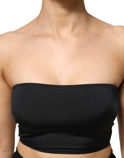 Dolce & Gabbana Black Nylon Blend Bandeau Strapless Tube Top