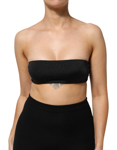 Dolce & Gabbana Black Nylon Blend Bandeau Strapless Tube  Top